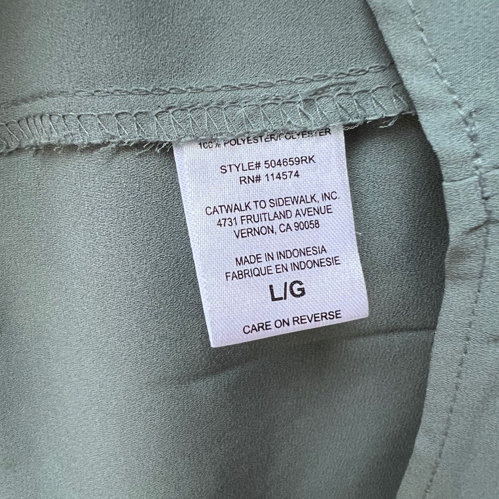 Pleione Womens Dusty Blue Flutter Sleeve Pleat Back Scoop Neck Blouse Large - Picture 4 of 4